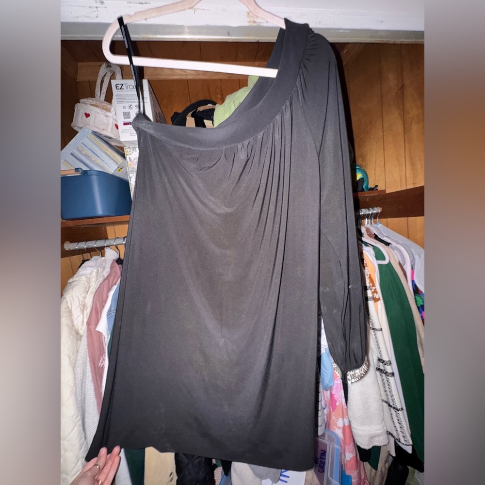 Bisou Bisou Black One Shoulder Dress
